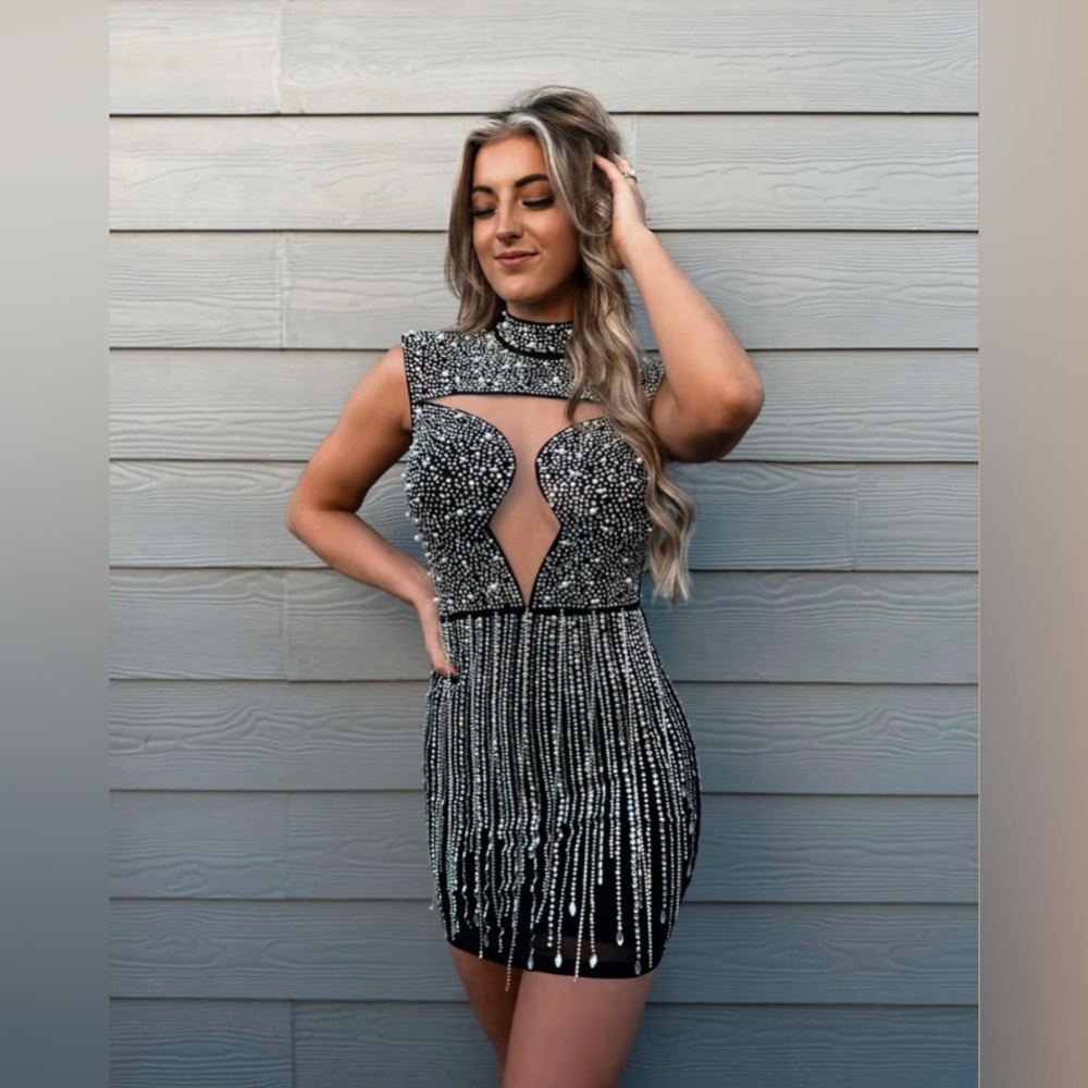 Punchy Blonde Cowboy Crazy Black Dress